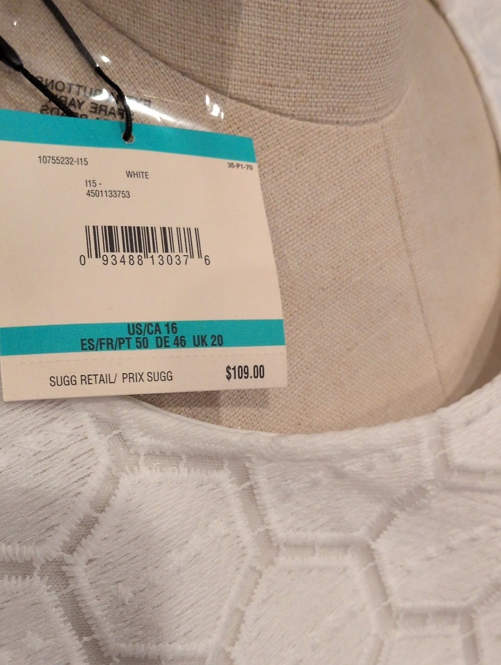 New Anne Klein White Lace Textured Lace Hexagon Top 16 - Picture 3 of 12